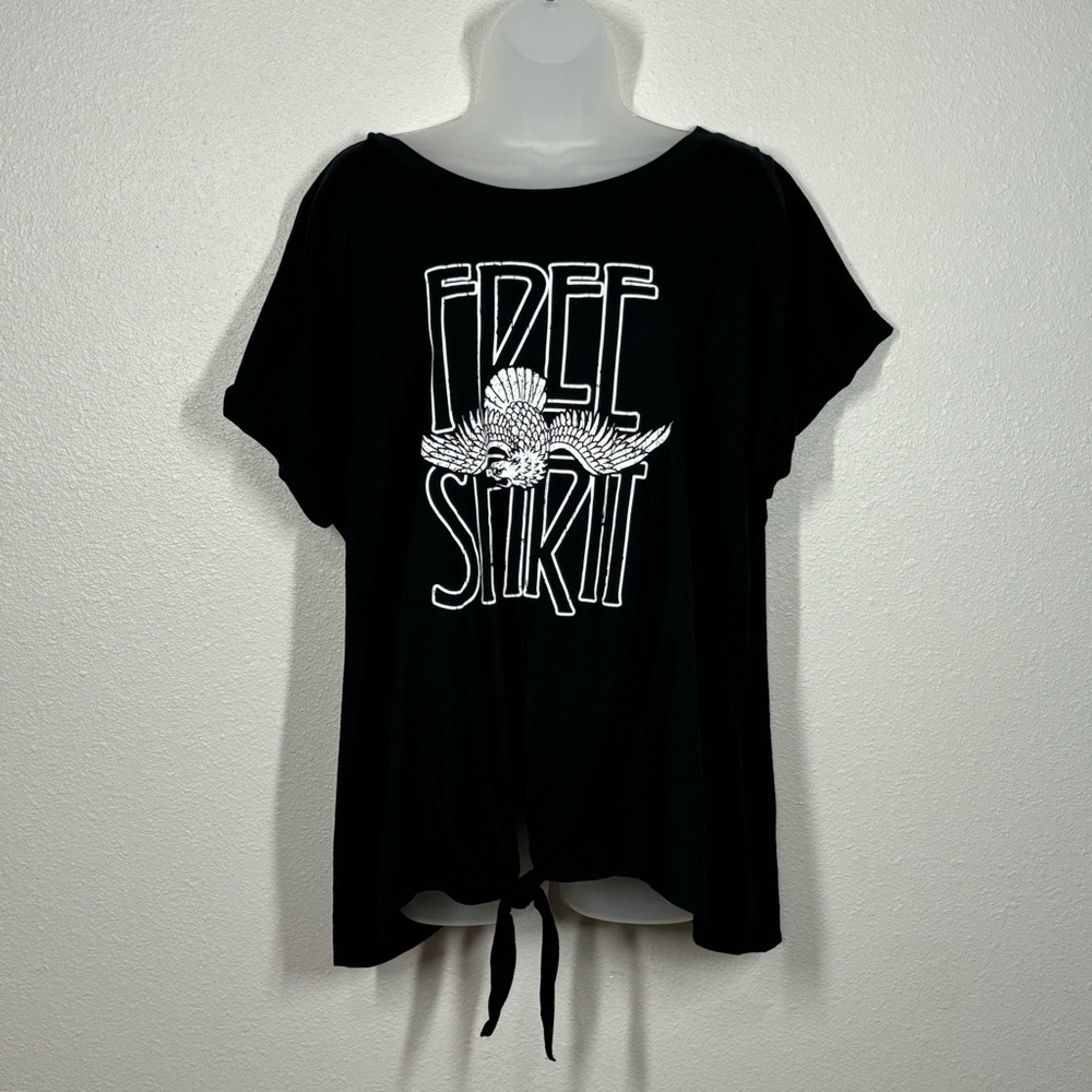 Free Kisses Free Spirit Graphic Knot Tie Detail Shirt Size 2X
